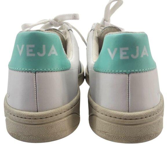 Veja Womens 7 V-12 LEATHER WHITE PARME TURQUOISE Sneakers - Picture 14 of 16